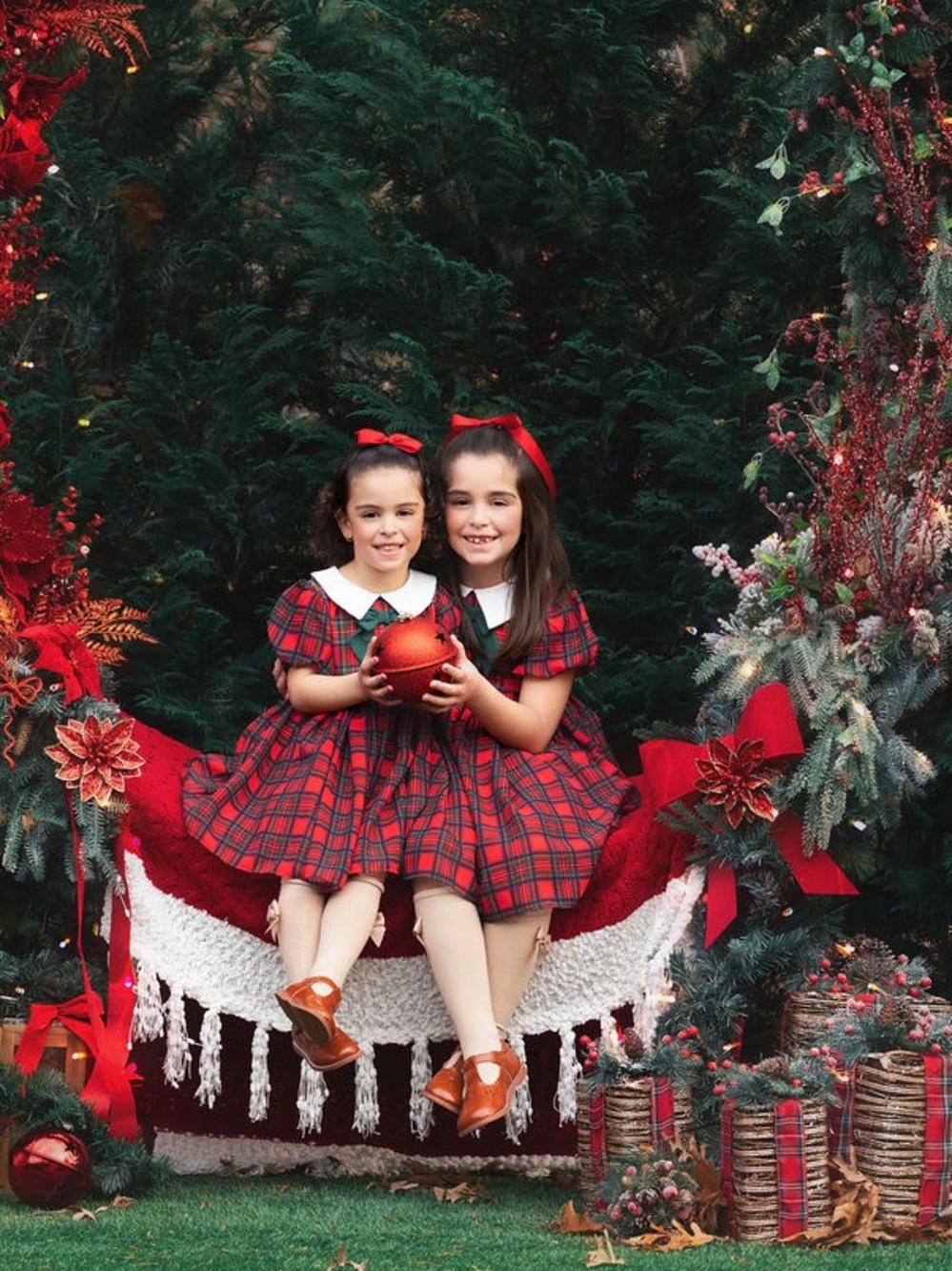 Classic Plaid Kids Dress with White Collar